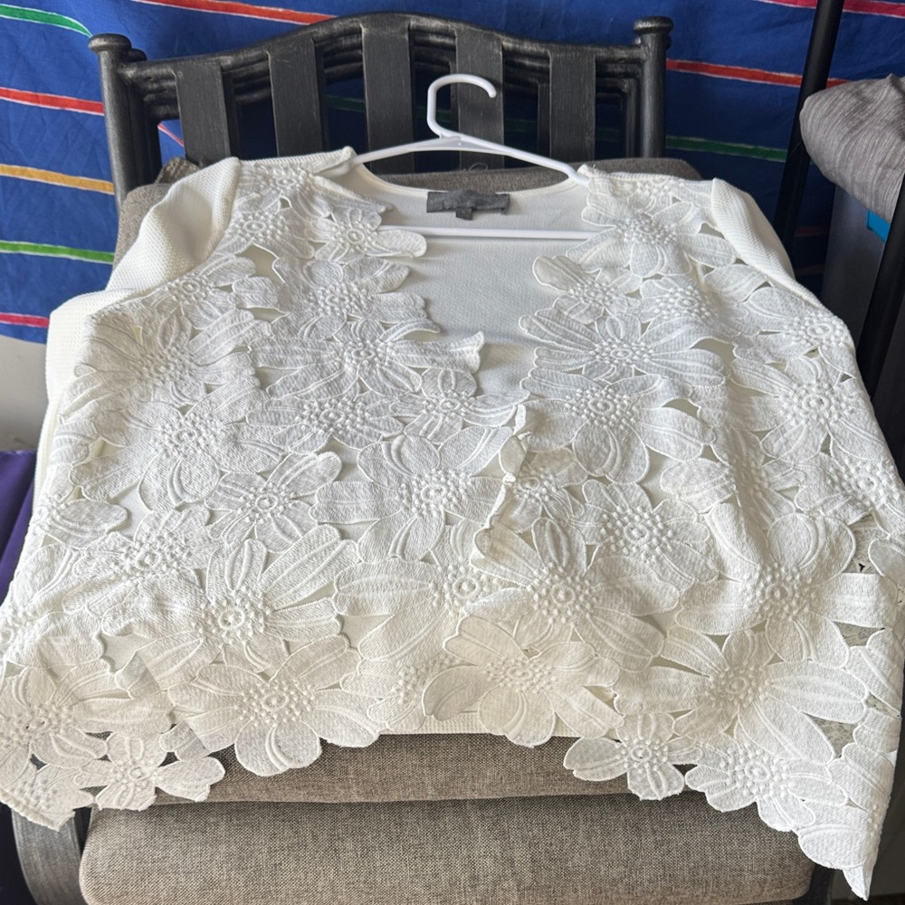 Sunday in Brooklyn Cream Floral Lace Blouse